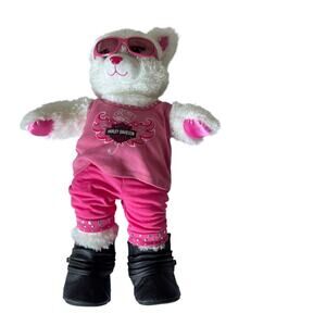 2011 Build-A-Bear‎ Marie Aristocats White Cat Harley Davidson Outfit Boots Plush